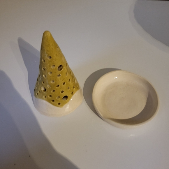 Mess Pottery Pine Tree Luminary with Underplate Candle Holder - Picture 5 of 16